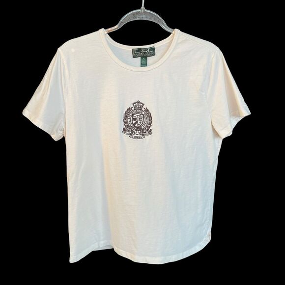 LRL Lauren Ralph Lauren Active Shirt Women Medium (tagged XL) Embroidered Crest - Picture 1 of 11
